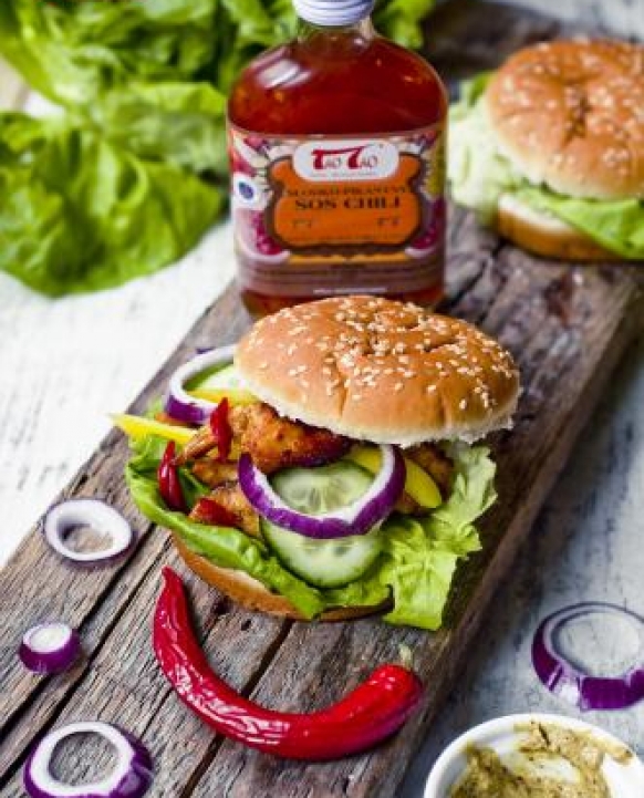 Burgers with TaoTao Chili Spell Garlic sauce