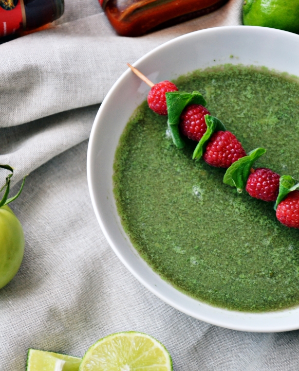 Green tomato cooler with a hint of raspberry